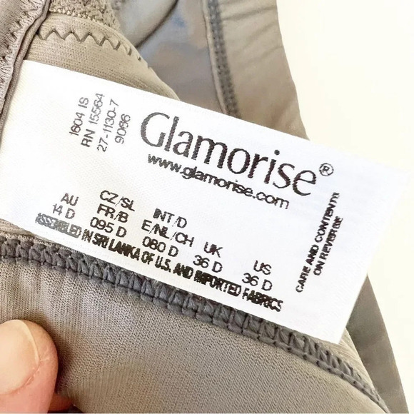 Glamorise Sports Bra 36D Gray Compression Tank Running Sport Elite‎ Performance - Picture 3 of 6